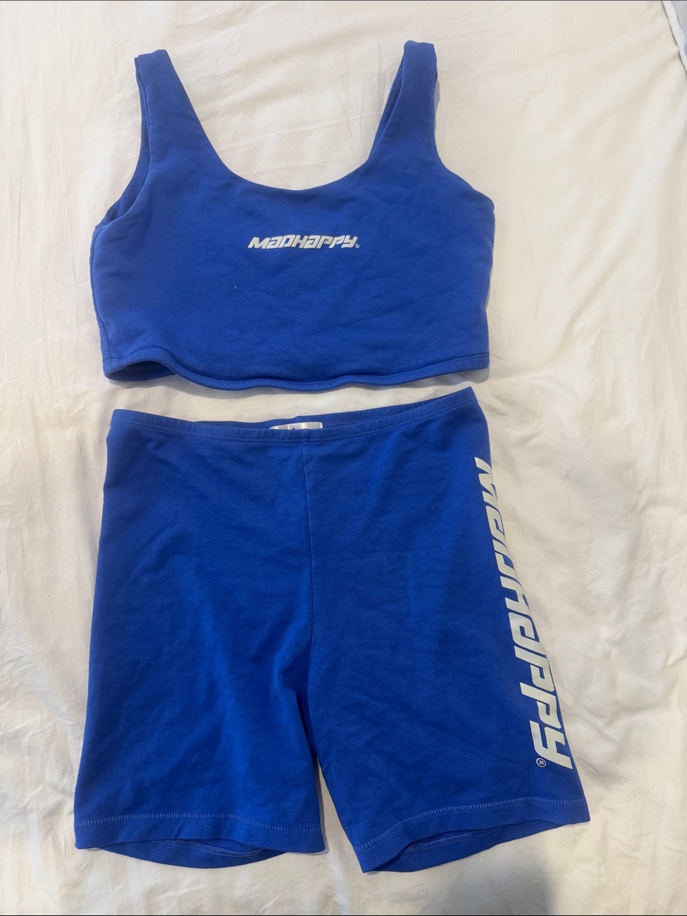 Madhappy Electric Blue Crop Tank and Bike Shorts Set